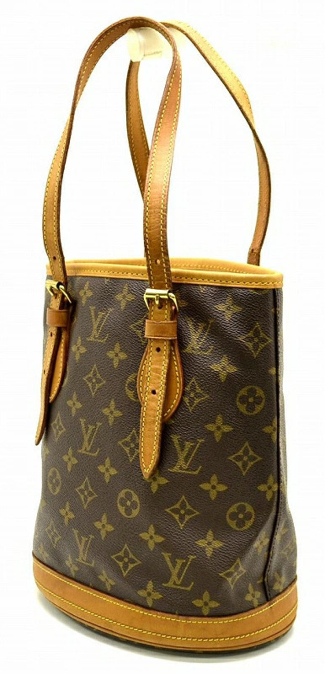 Louis Vuitton Monogram Bag Tote Shoulder Clutch Bucket Brown